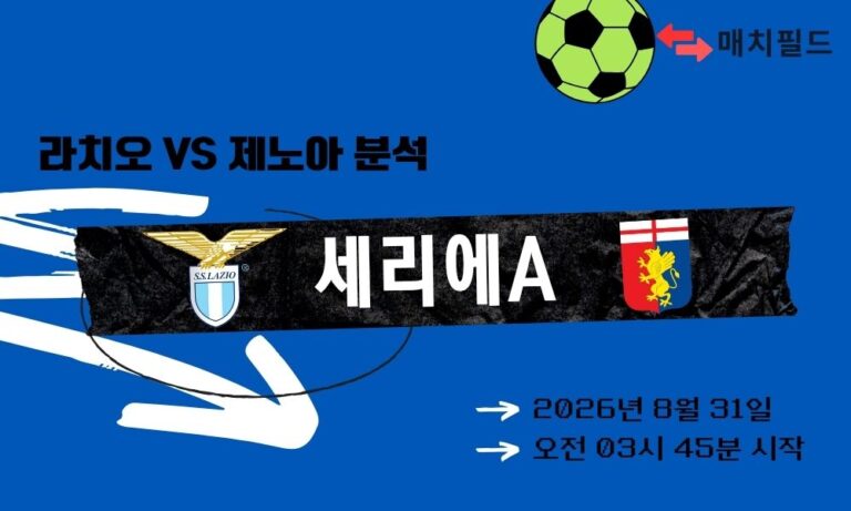 2026년 8월 31일 라치오 vs 제노아 세리에A 분석