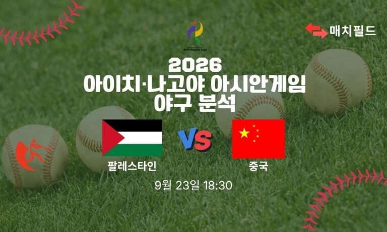 2026년 9월 23일 팔레스타인 vs 중국 아시안게임 야구 분석