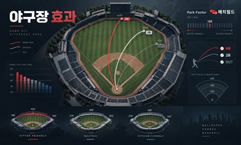 야구장 효과와 Park Factor를 설명하는 야구 데이터 인포그래픽