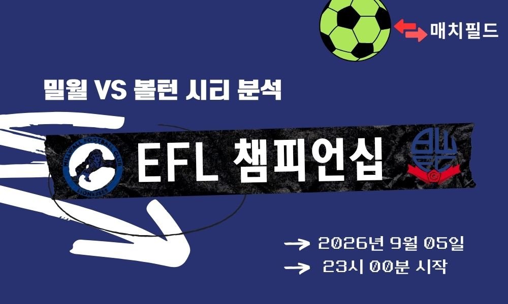 2026년 9월 5일 밀월 vs 볼턴 EFL 챔피언십 분석
