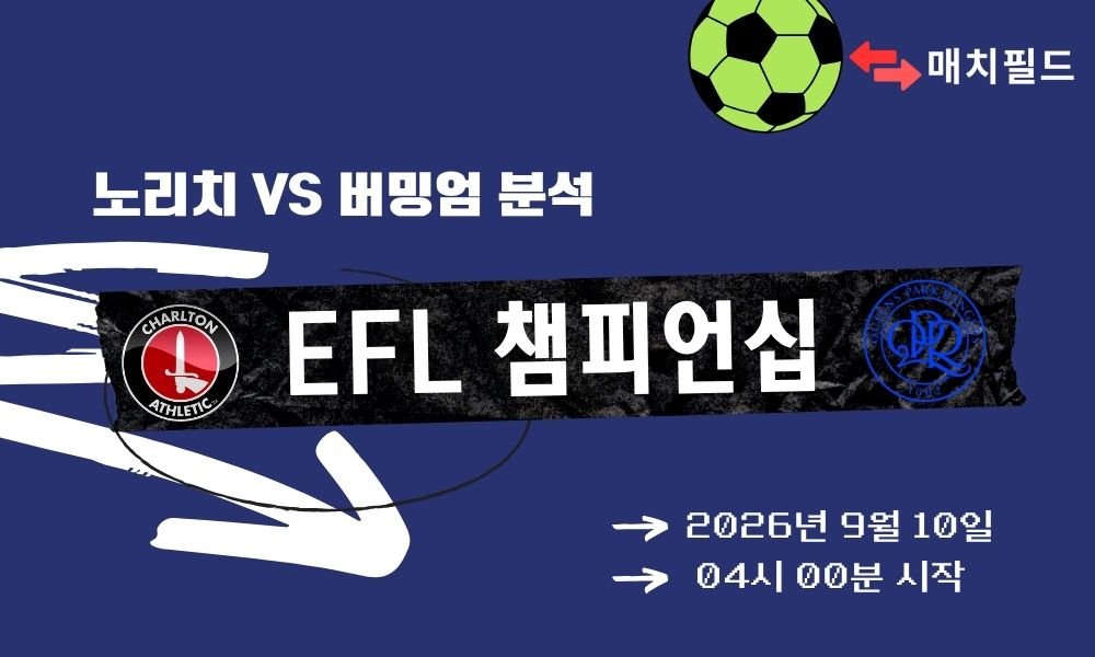 2026년 9월 10일 찰턴 vs QPR EFL 챔피언십 분석