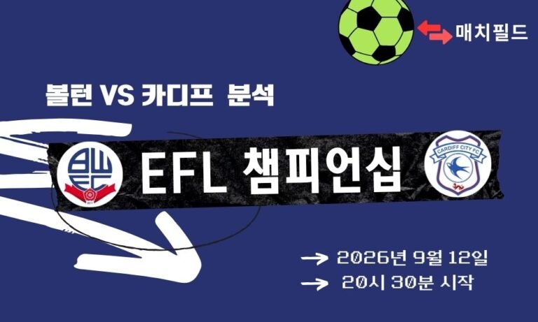 2026년 9월 12일 볼턴 vs 카디프 EFL 챔피언십 분석