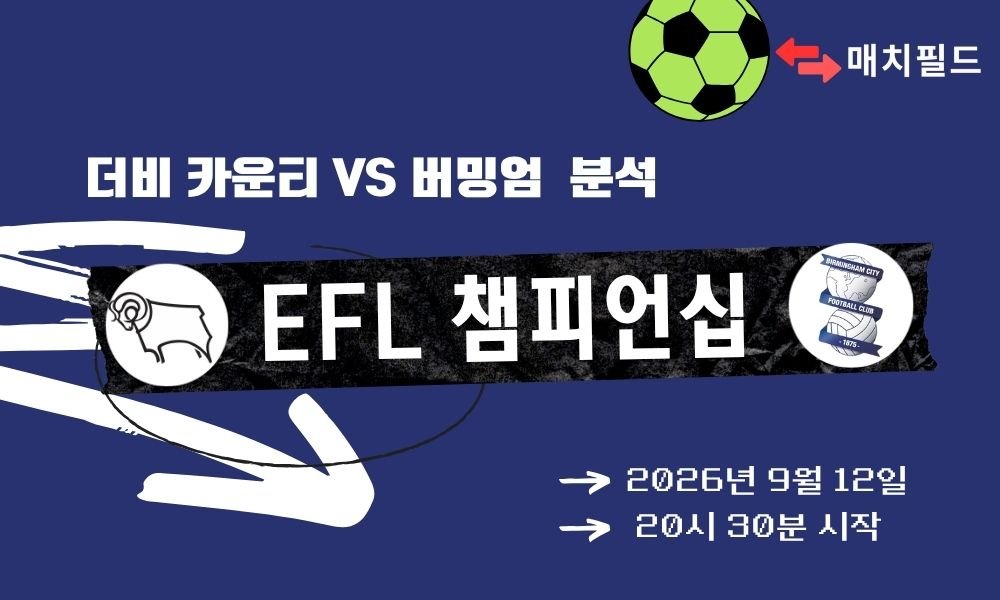 2026년 9월 12일 더비 카운티 vs 버밍엄 EFL 챔피언십 분석