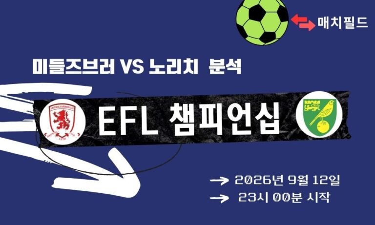 2026년 9월 12일 미들즈브러 vs 노리치 EFL 챔피언십 분석