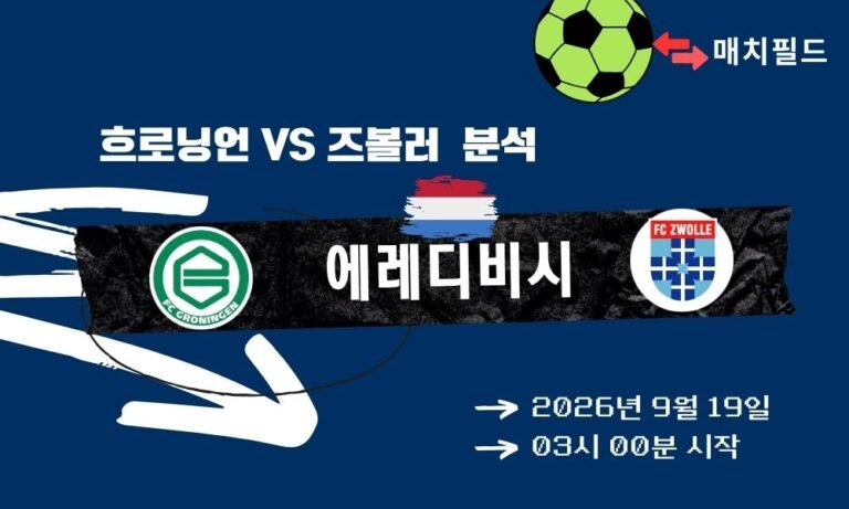 2026년 9월 19일 흐로닝언 vs 즈볼러 에레디비시 분석