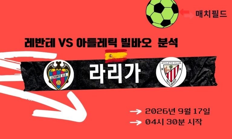 2026년 9월 17일 레반테 vs 아틀레틱 빌바오 라리가 분석