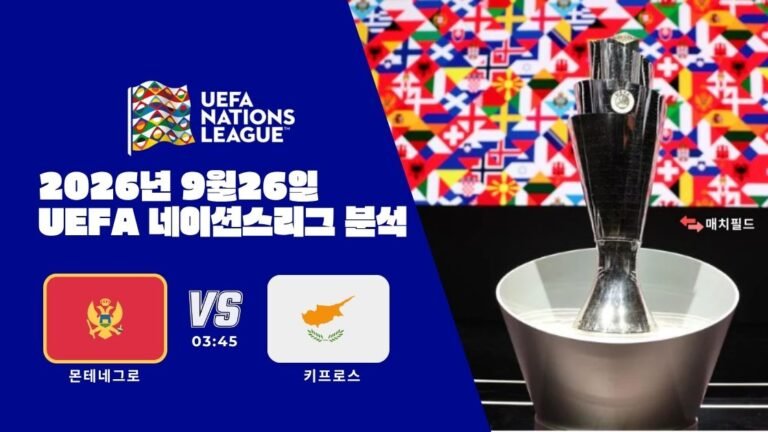 2026년 9월 26일 몬테네그로 vs 키프로스 UEFA 네이션스리그 분석