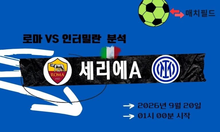 2026년 9월 20일 로마 vs 인터밀란 세리에A 분석