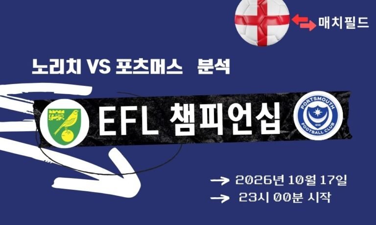 노리치 vs 포츠머스 EFL 챔피언십 분석