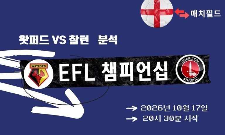왓퍼드 vs 찰턴 EFL 챔피언십 분석