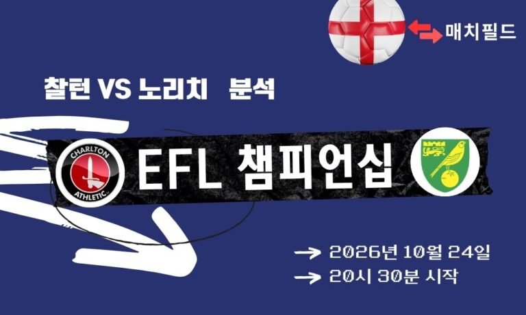 찰턴 vs 노리치 EFL 챔피언십 분석