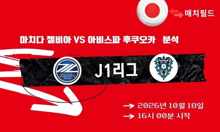 마치다 젤비아 vs 아비스파 후쿠오카 J1리그 분석