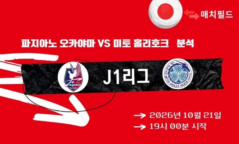 파지아노 오카야마 vs 미토 홀리호크 J1리그 분석